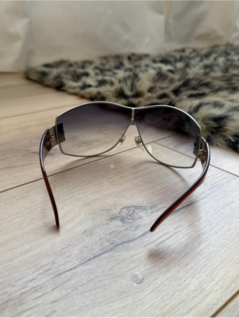 CHANEL Y2K Shield Sunglasses silver detail blue gradient vintage
